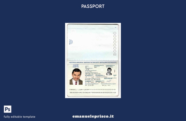 modello di passaporto Moldova () in stile verificato
